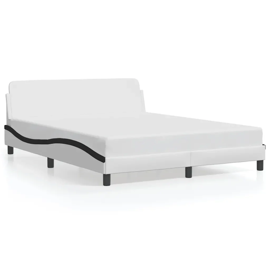 Letto matrimoniale | Letto per adulti | Giroletto Dover Nero e Bianco 160x200 cm in Similpelle