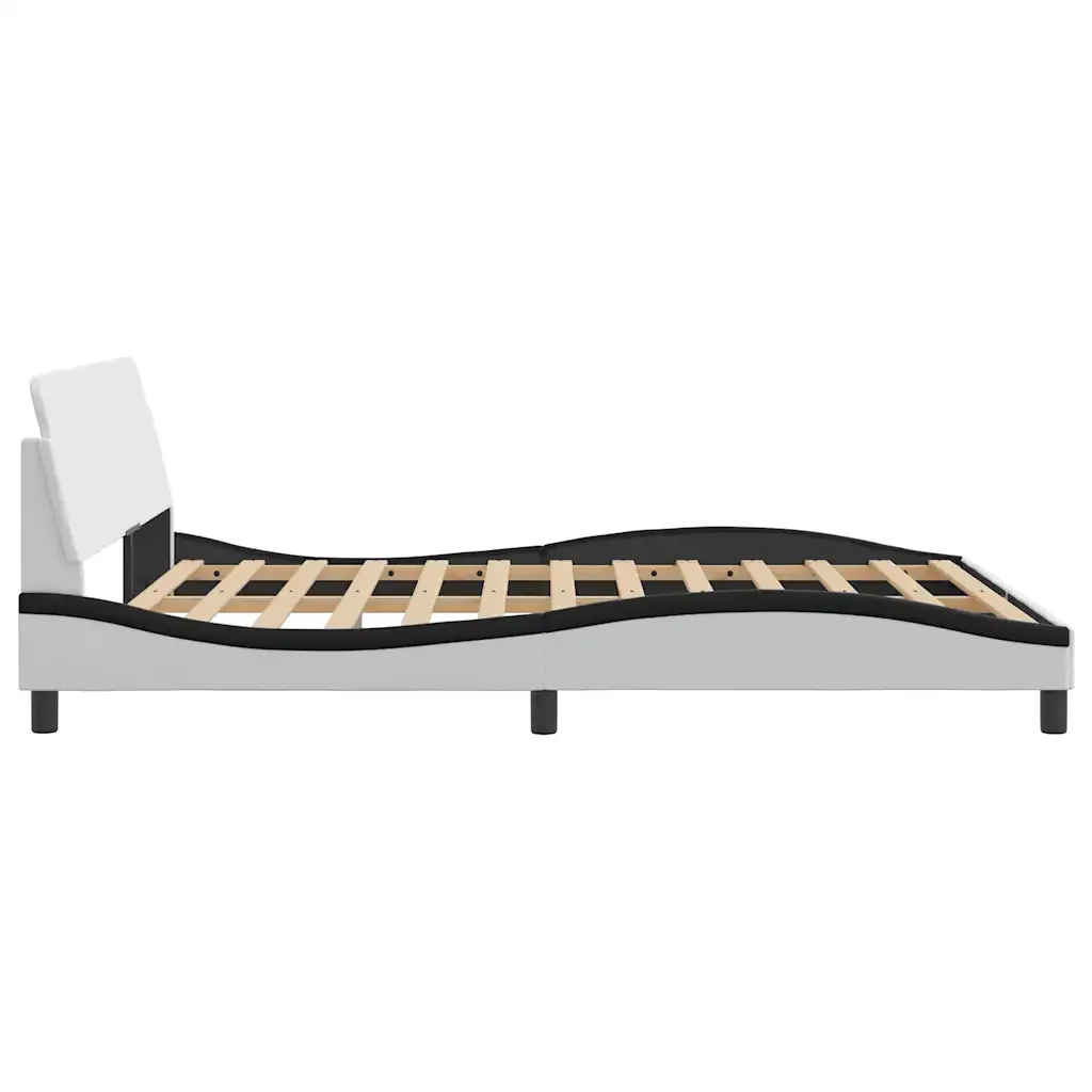 Letto matrimoniale | Letto per adulti | Giroletto Dover Nero e Bianco 160x200 cm in Similpelle - Image 5