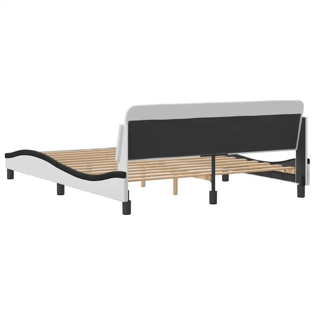 Letto matrimoniale | Letto per adulti | Giroletto Dover Nero e Bianco 160x200 cm in Similpelle - Image 6