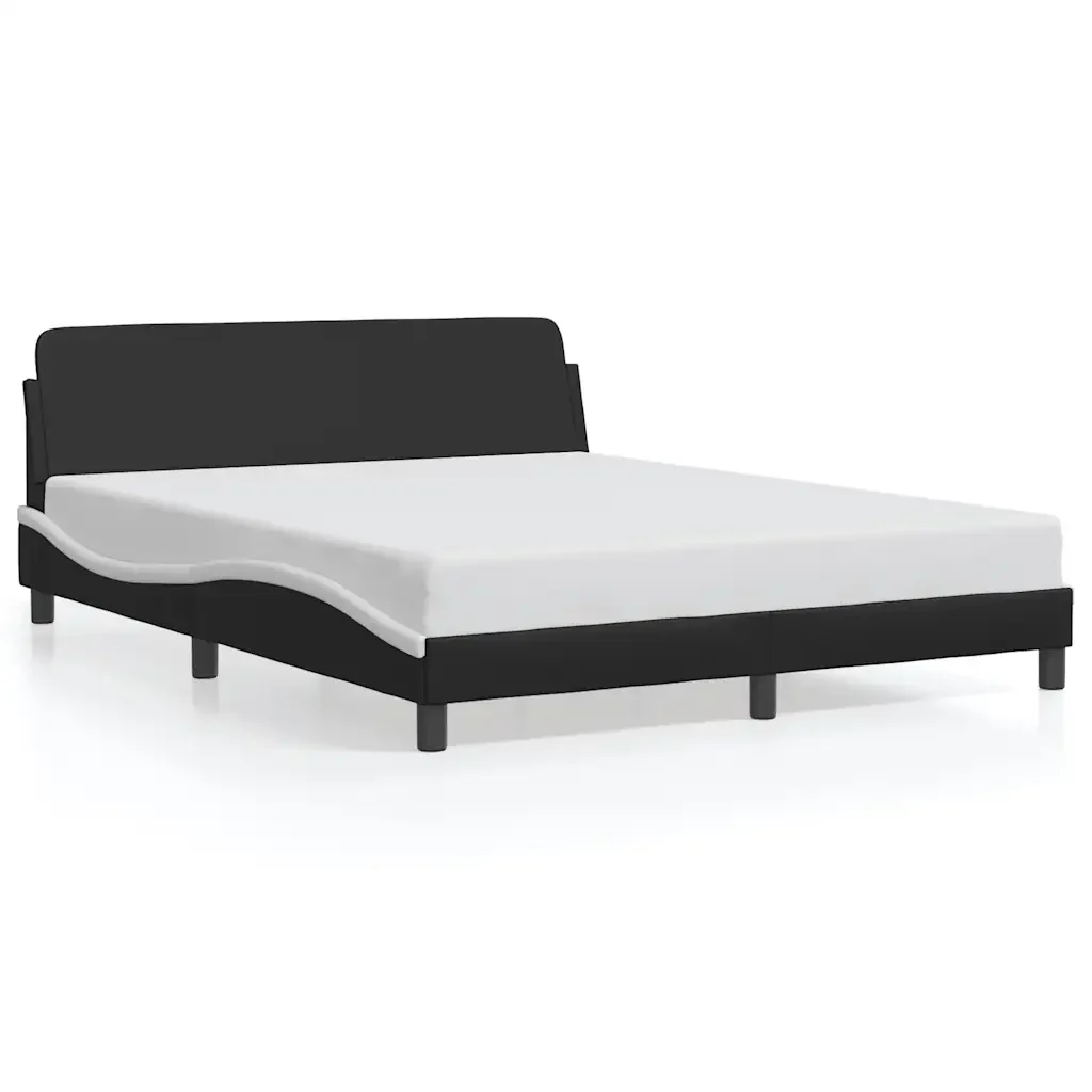 Letto matrimoniale | Letto per adulti | Giroletto Dover Nero e Bianco 160x200 cm in Similpelle