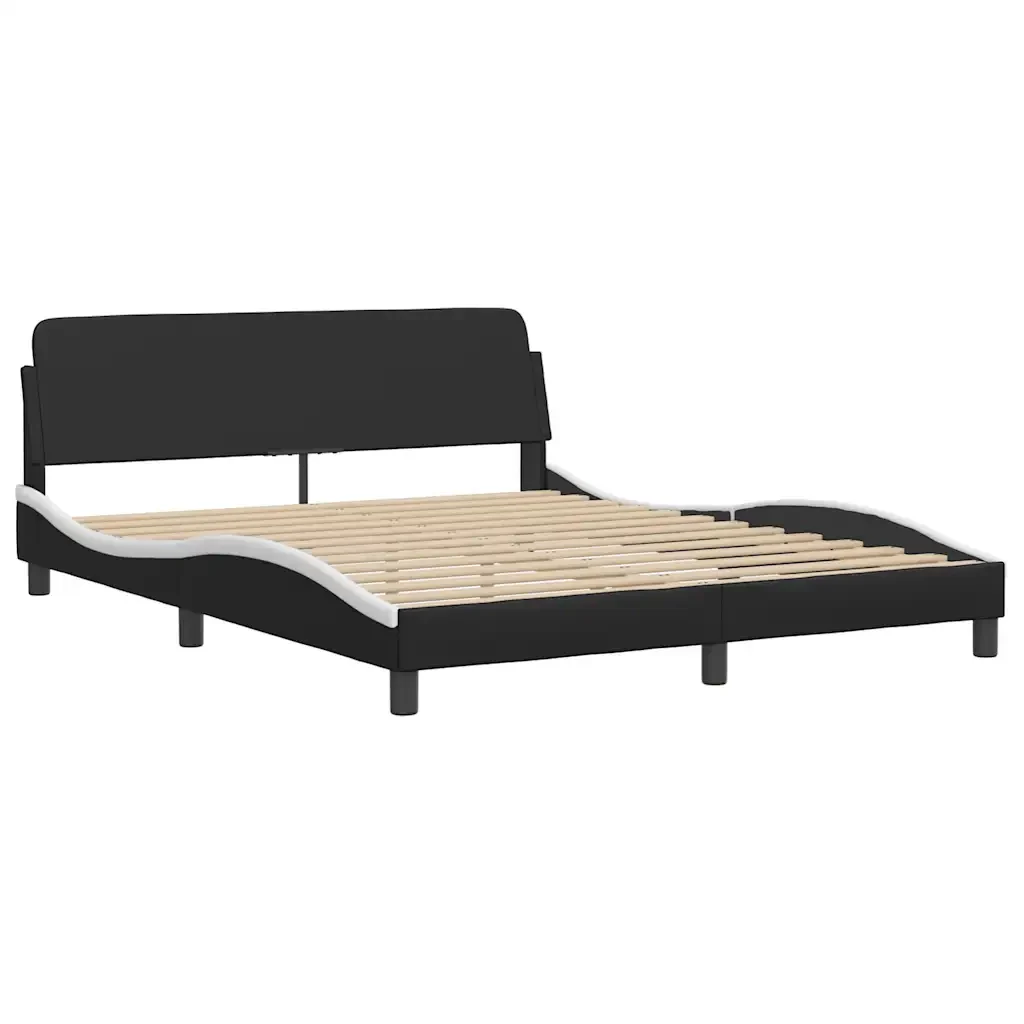Letto matrimoniale | Letto per adulti | Giroletto Dover Nero e Bianco 160x200 cm in Similpelle - Image 4
