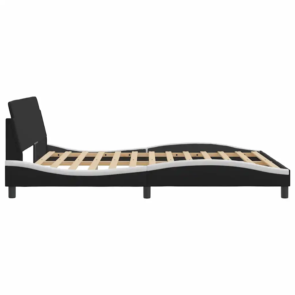 Letto matrimoniale | Letto per adulti | Giroletto Dover Nero e Bianco 160x200 cm in Similpelle - Image 5