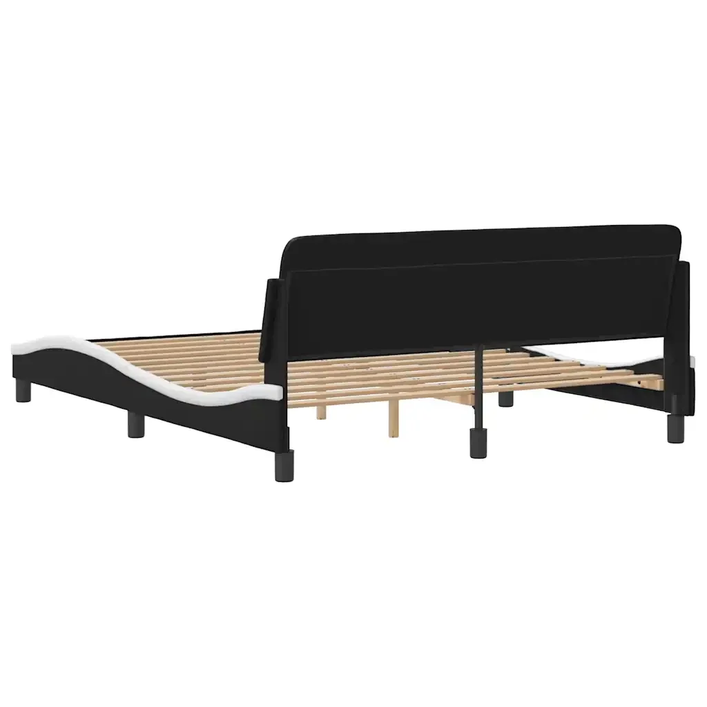 Letto matrimoniale | Letto per adulti | Giroletto Dover Nero e Bianco 160x200 cm in Similpelle - Image 6