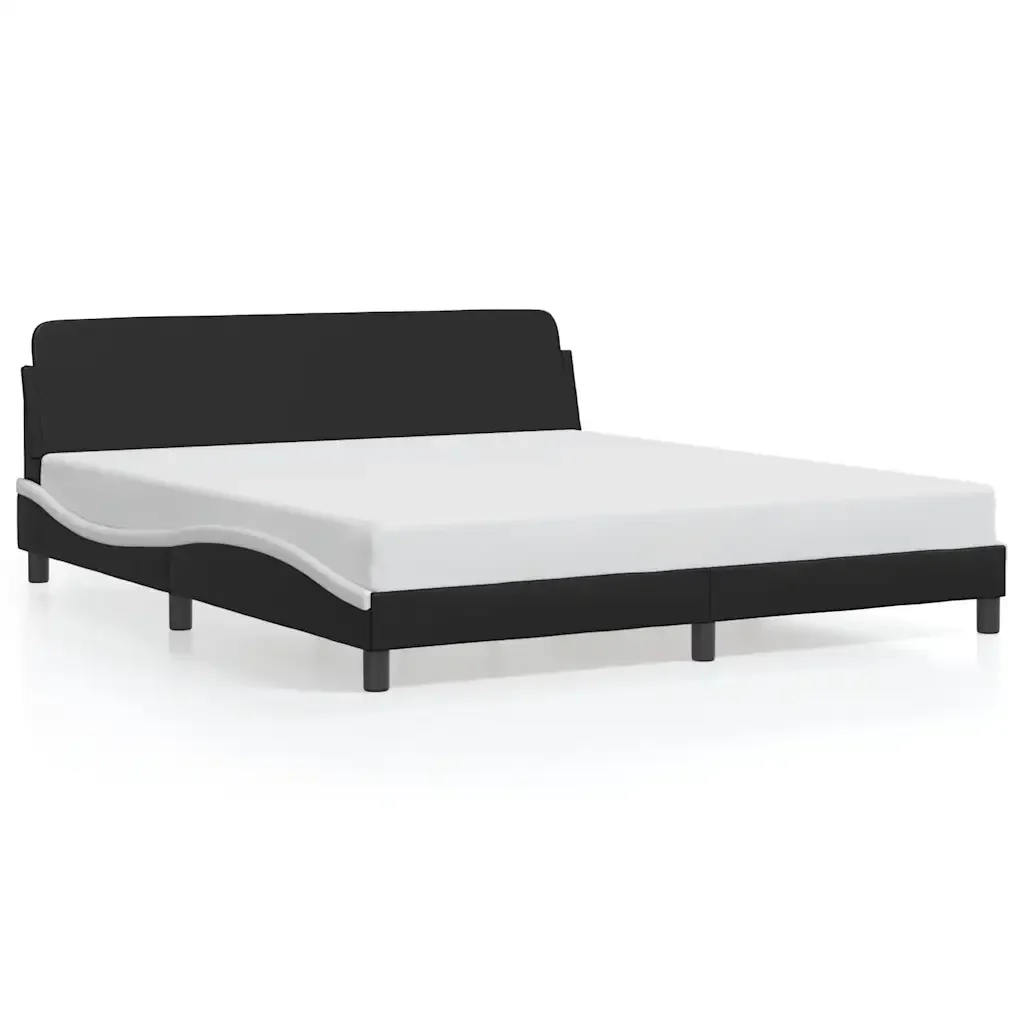 Letto matrimoniale | Letto per adulti | Giroletto Dover Nero e Bianco 180x200 cm in Similpelle