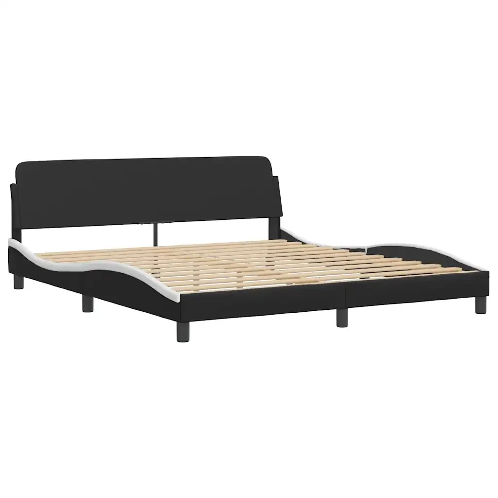 Letto matrimoniale | Letto per adulti | Giroletto Dover Nero e Bianco 180x200 cm in Similpelle - Image 3