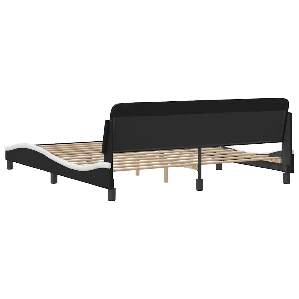 Letto matrimoniale | Letto per adulti | Giroletto Dover Nero e Bianco 180x200 cm in Similpelle - Image 6