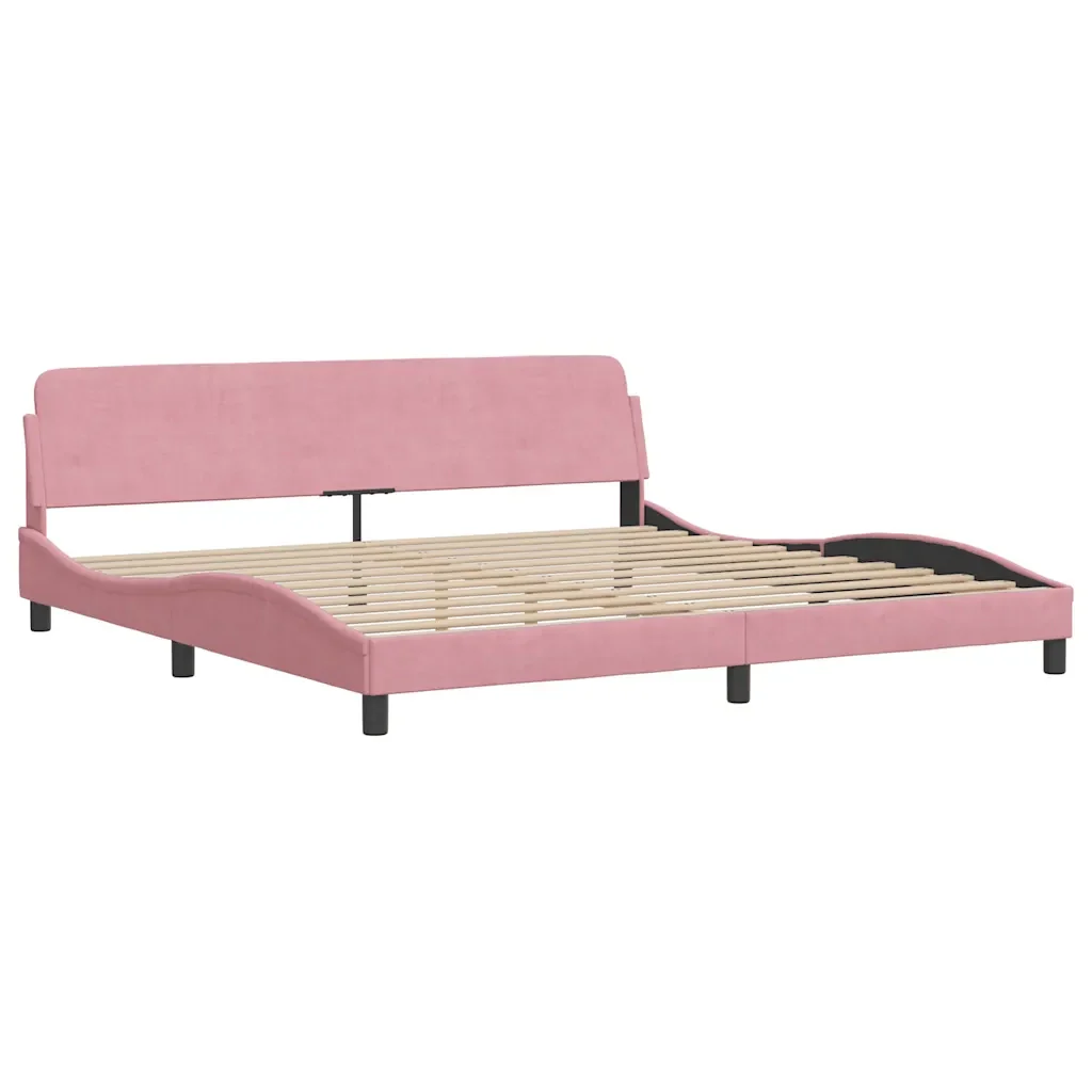 Letto matrimoniale | Letto per adulti | Giroletto Dover Rosa 200x200 cm in Velluto - Image 4