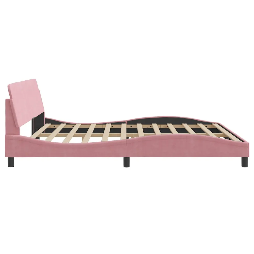 Letto matrimoniale | Letto per adulti | Giroletto Dover Rosa 200x200 cm in Velluto - Image 5