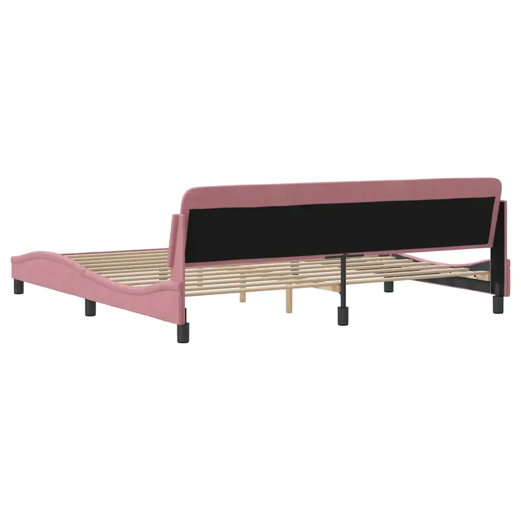 Letto matrimoniale | Letto per adulti | Giroletto Dover Rosa 200x200 cm in Velluto - Image 6