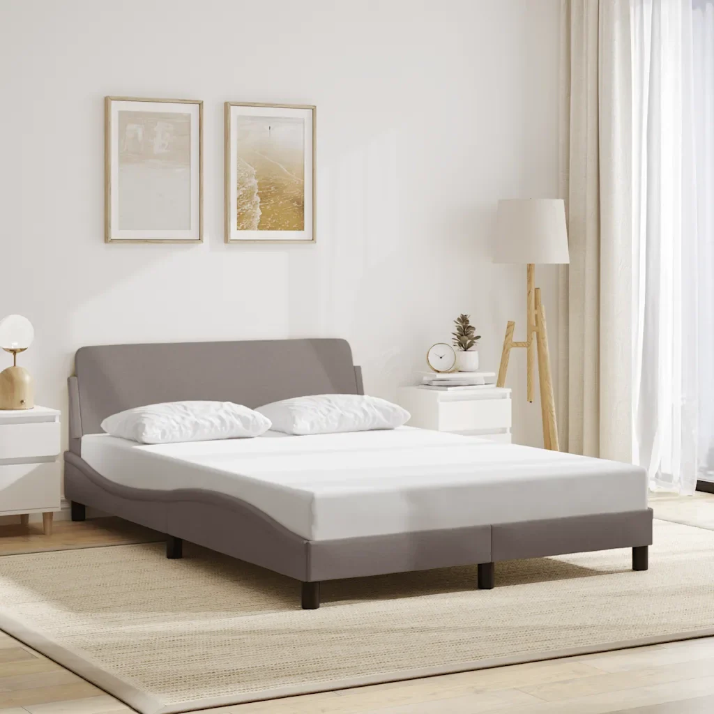 Letto matrimoniale | Letto per adulti | Giroletto Dover Tortora 120x200 cm Tessuto - Image 2