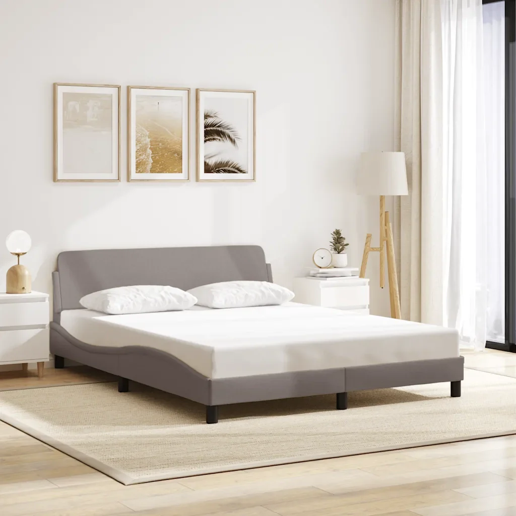 Letto matrimoniale | Letto per adulti | Giroletto Dover Tortora 160x200 cm in Tessuto - Image 2