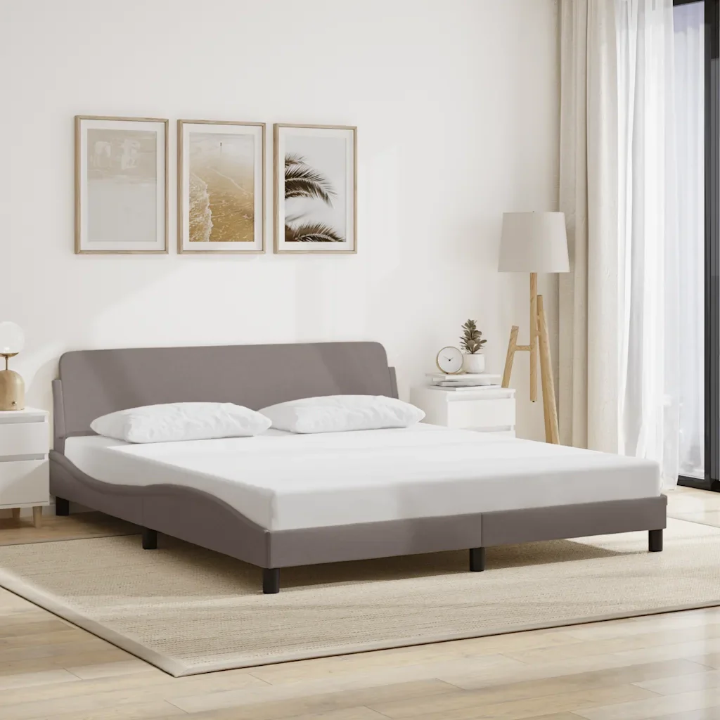 Letto matrimoniale | Letto per adulti | Giroletto Dover Tortora 180x200 cm in Tessuto - Image 2