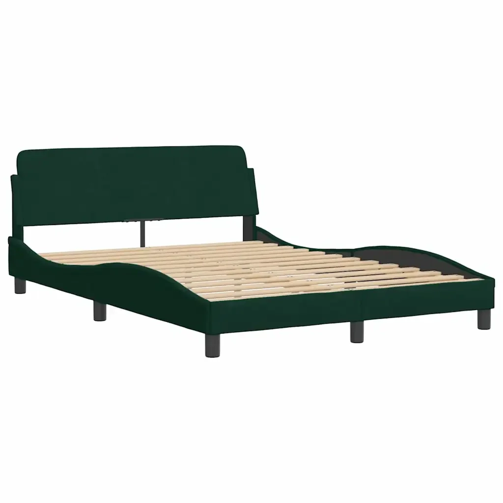 Letto matrimoniale | Letto per adulti | Giroletto Dover Verde Scuro 120x200 cm in Velluto - Image 4