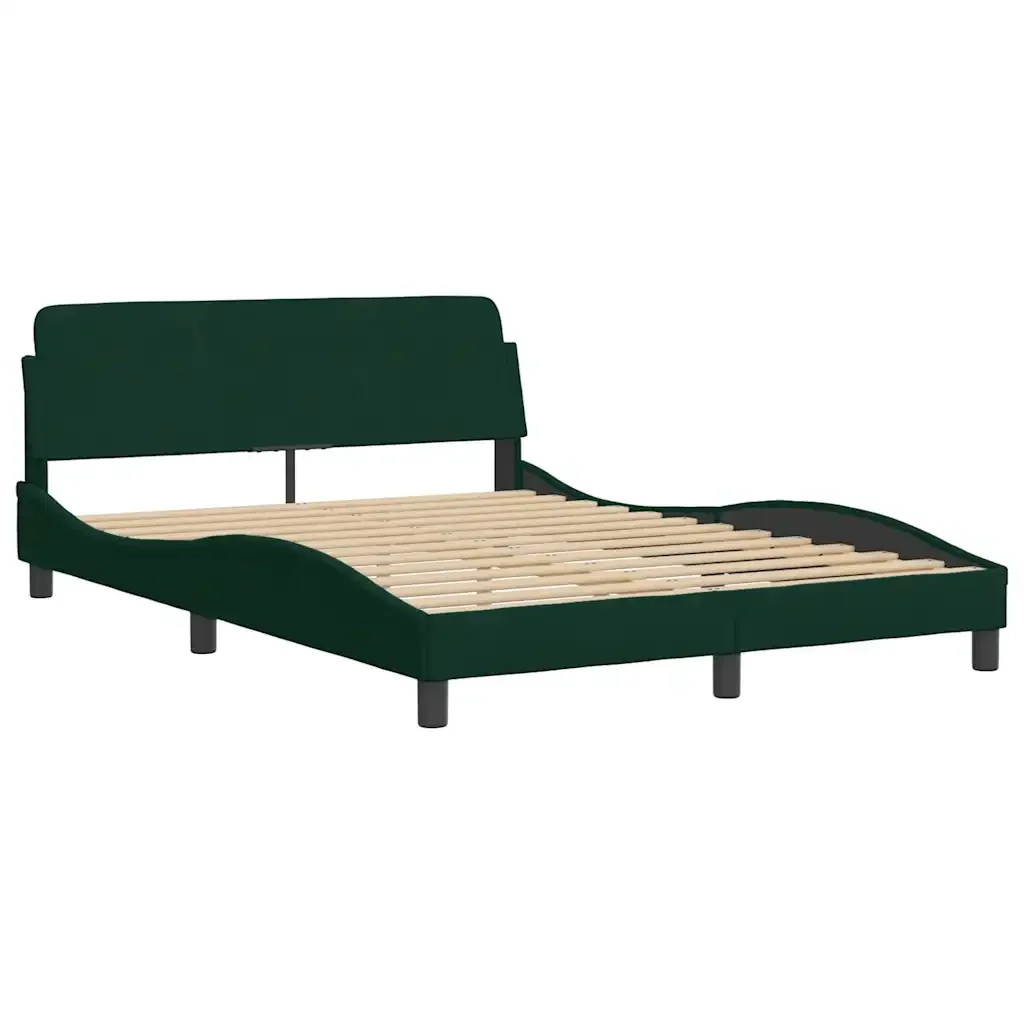 Letto matrimoniale | Letto per adulti | Giroletto Dover Verde Scuro 140x190 cm in Velluto - Image 4