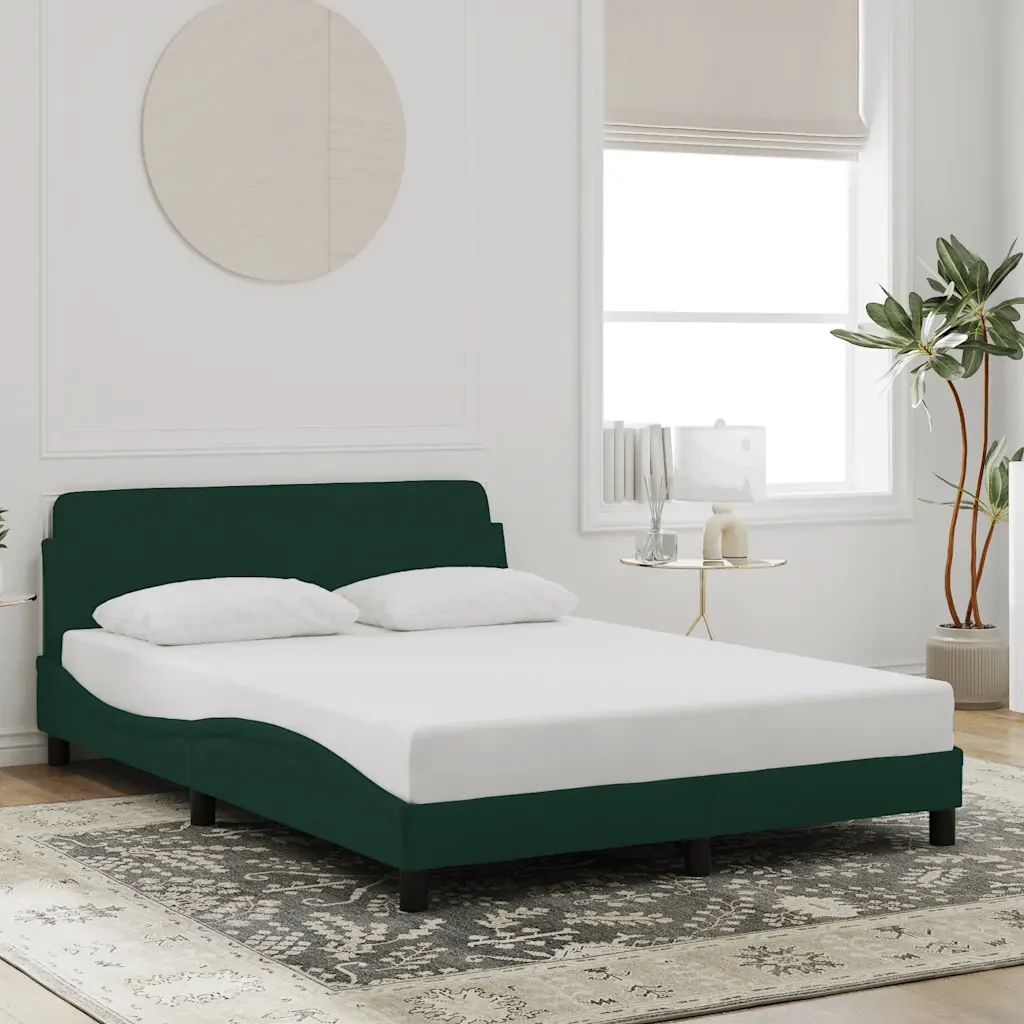 Letto matrimoniale | Letto per adulti | Giroletto Dover Verde Scuro 140x200 cm in Velluto - Image 2