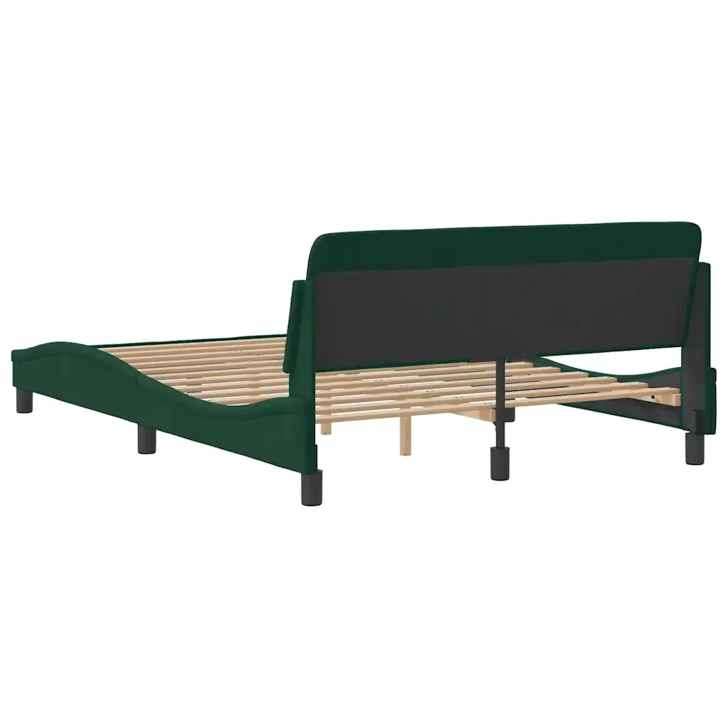 Letto matrimoniale | Letto per adulti | Giroletto Dover Verde Scuro 140x200 cm in Velluto - Image 6