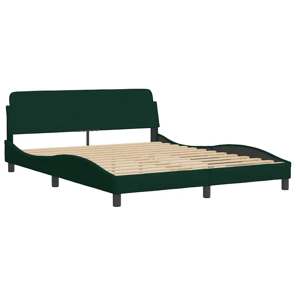 Letto matrimoniale | Letto per adulti | Giroletto Dover Verde Scuro 160x200 cm in Velluto - Image 4