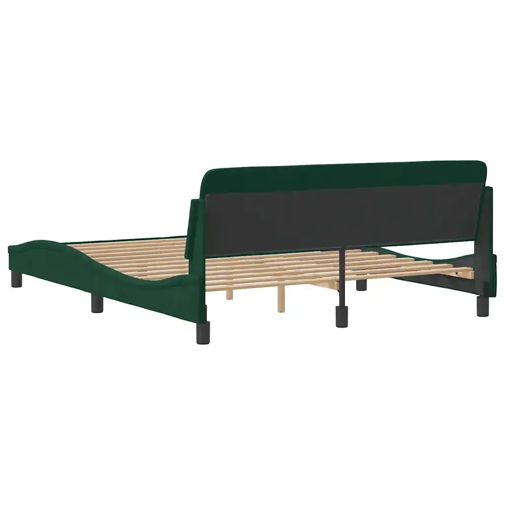 Letto matrimoniale | Letto per adulti | Giroletto Dover Verde Scuro 160x200 cm in Velluto - Image 6
