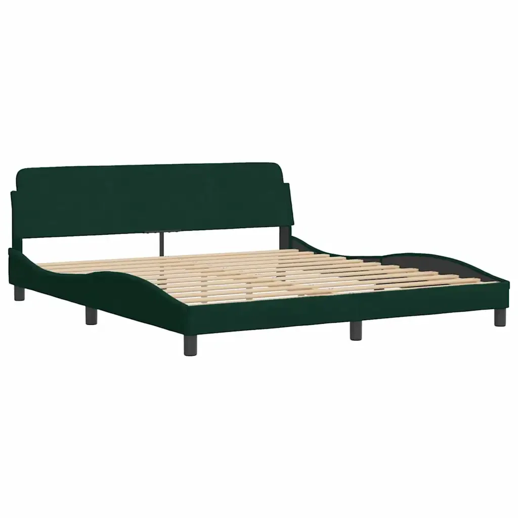 Letto matrimoniale | Letto per adulti | Giroletto Dover Verde Scuro 180x200 cm in Velluto - Image 3