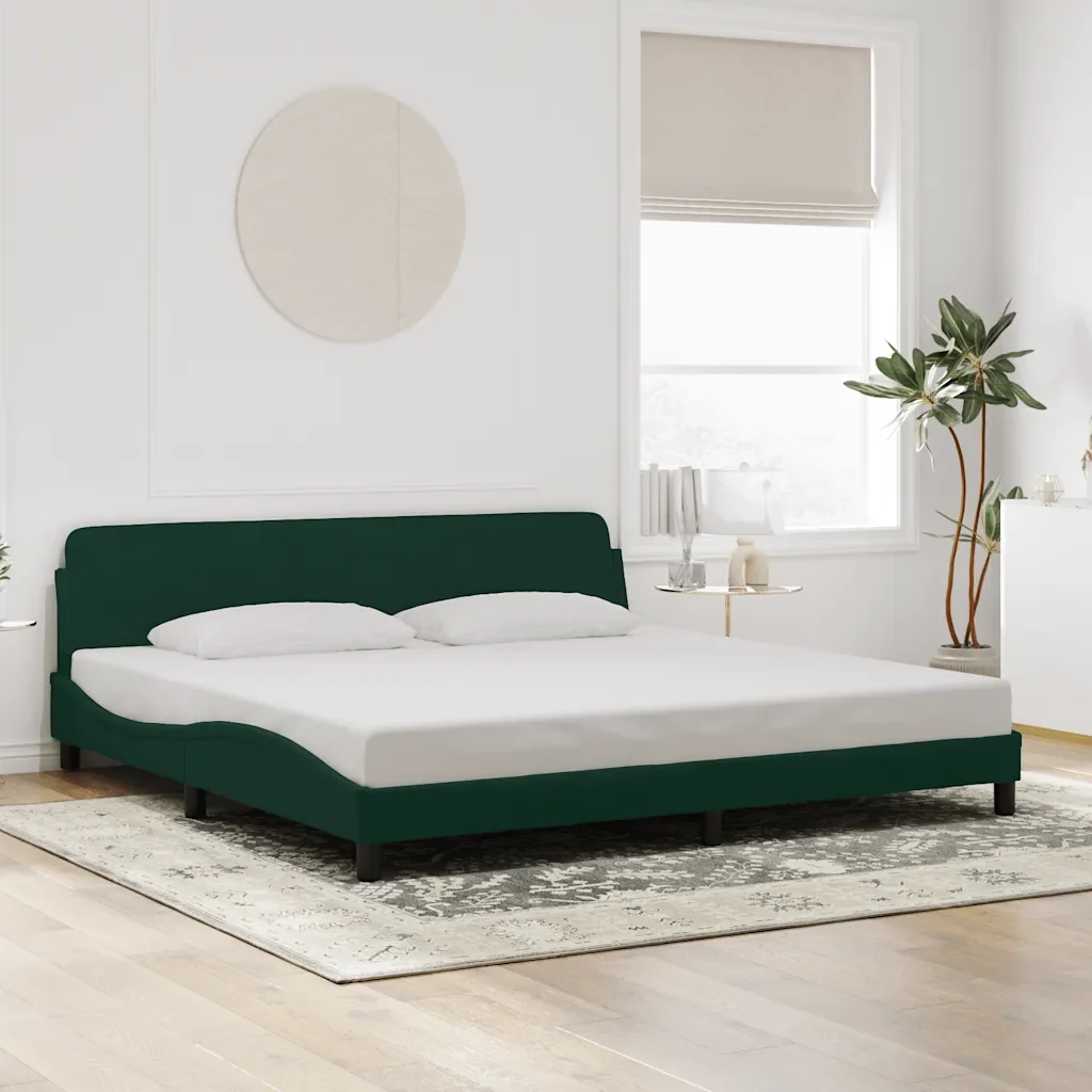 Letto matrimoniale | Letto per adulti | Giroletto Dover Verde Scuro 200x200 cm in Velluto - Image 2