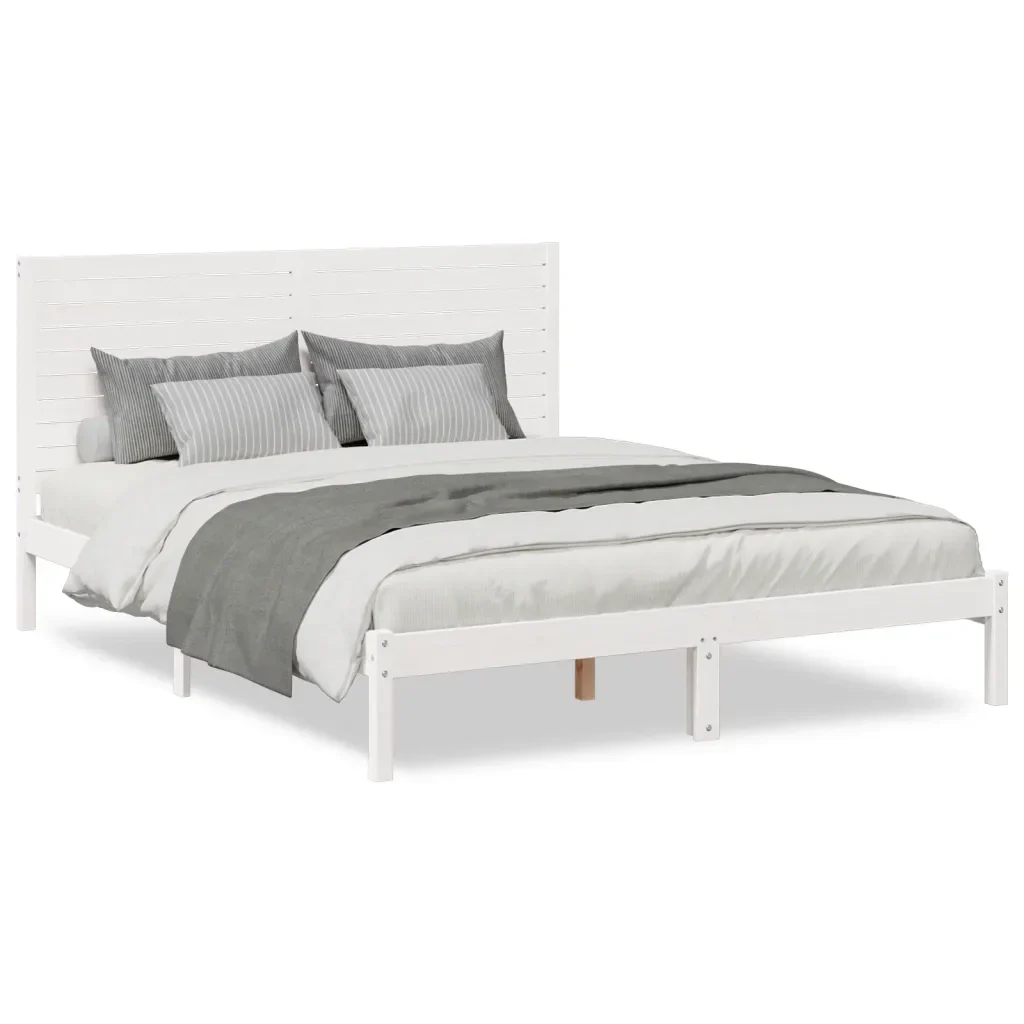 Letto matrimoniale | Letto per adulti | Giroletto Extra Lungo senza Materasso Bianco 140x210cm Massello