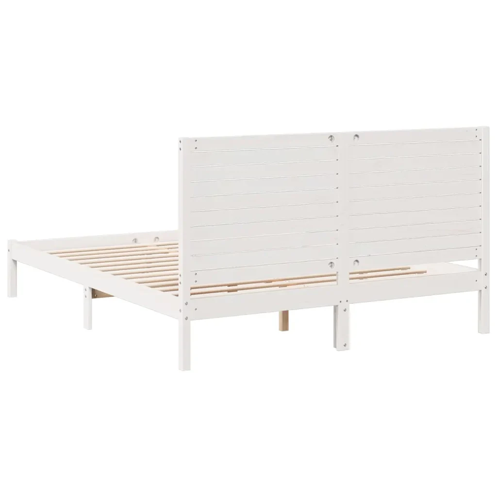 Letto matrimoniale | Letto per adulti | Giroletto Extra Lungo senza Materasso Bianco 140x210cm Massello - Image 6