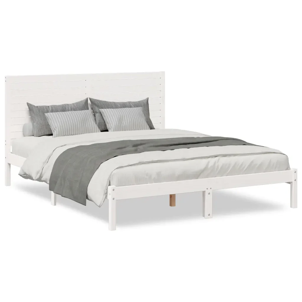 Letto matrimoniale | Letto per adulti | Giroletto Extra Lungo senza Materasso Bianco 140x220cm Massello