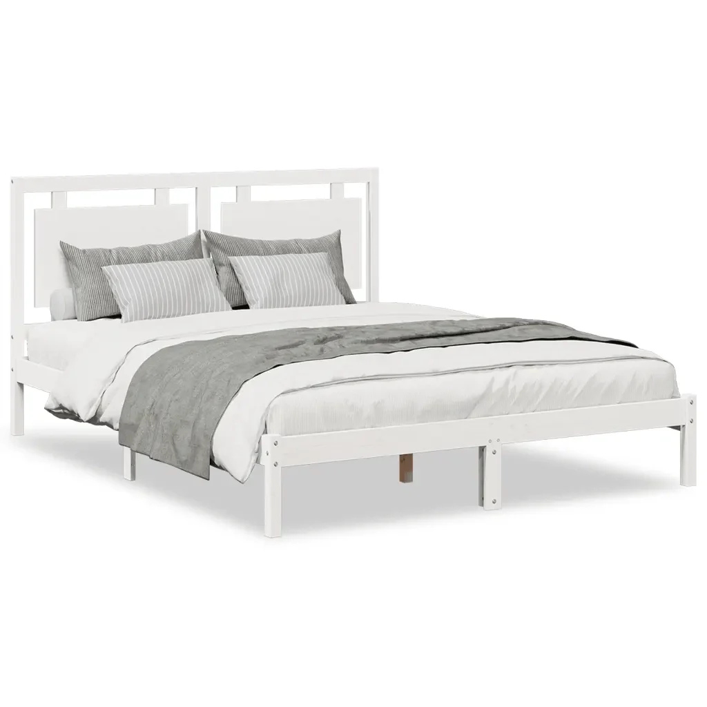 Letto matrimoniale | Letto per adulti | Giroletto Extra Lungo senza Materasso Bianco 160x210cm Massello