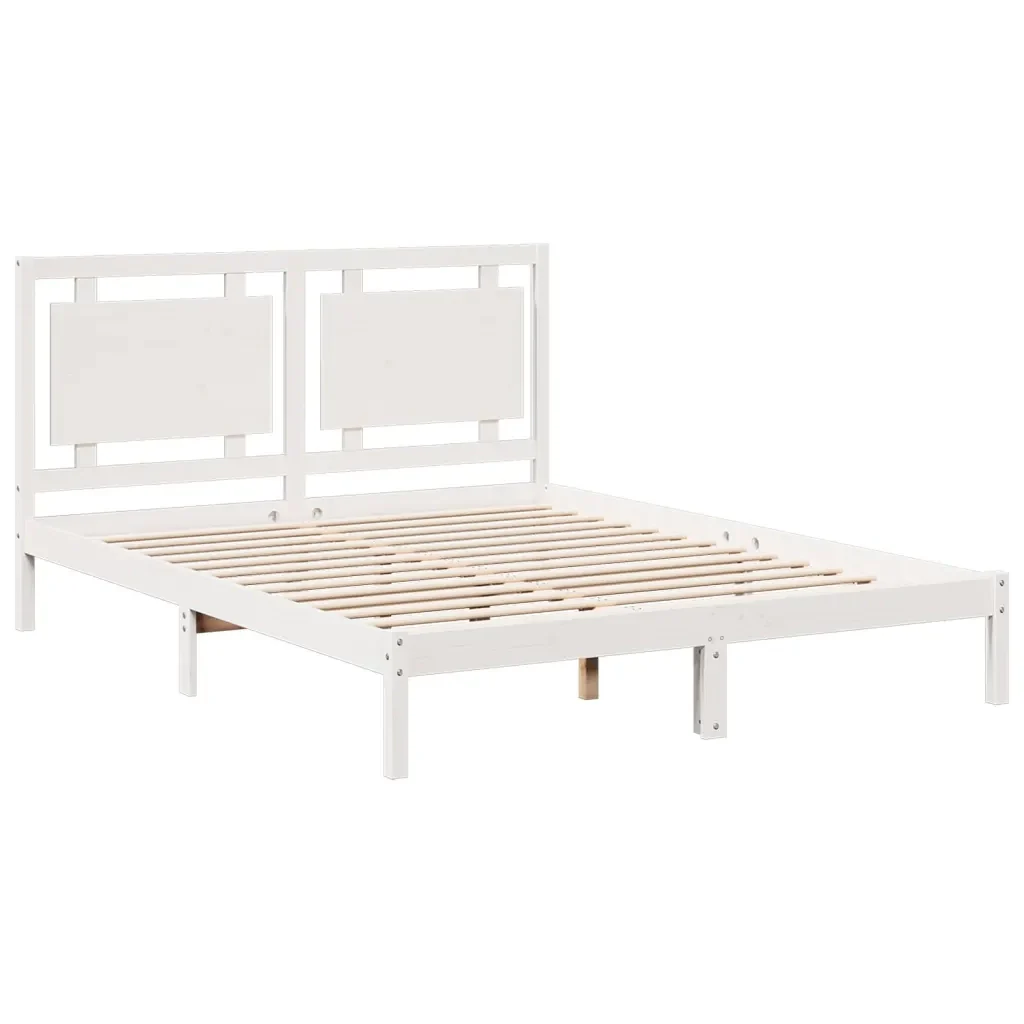 Letto matrimoniale | Letto per adulti | Giroletto Extra Lungo senza Materasso Bianco 160x210cm Massello - Image 4