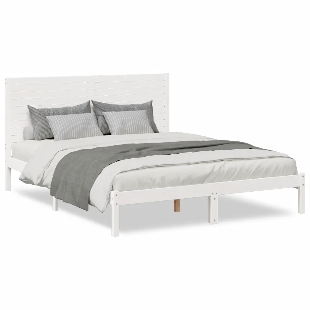 Letto matrimoniale | Letto per adulti | Giroletto Extra Lungo senza Materasso Bianco 160x220cm Massello