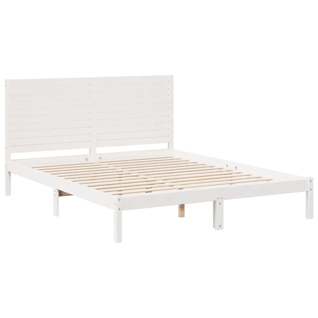 Letto matrimoniale | Letto per adulti | Giroletto Extra Lungo senza Materasso Bianco 160x220cm Massello - Image 3