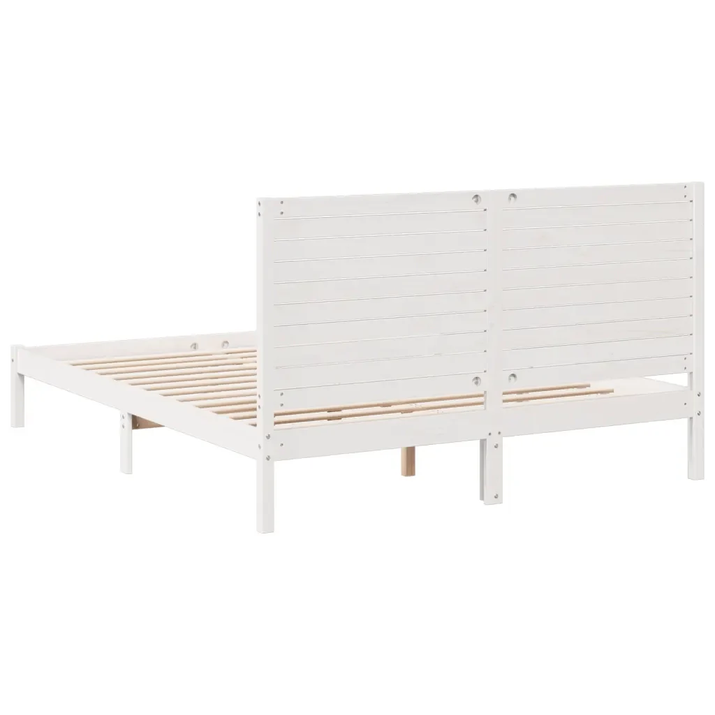 Letto matrimoniale | Letto per adulti | Giroletto Extra Lungo senza Materasso Bianco 160x220cm Massello - Image 6