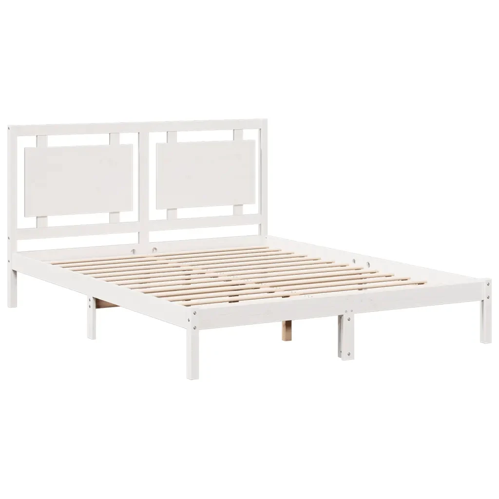 Letto matrimoniale | Letto per adulti | Giroletto Extra Lungo senza Materasso Bianco 160x220cm Massello - Image 3