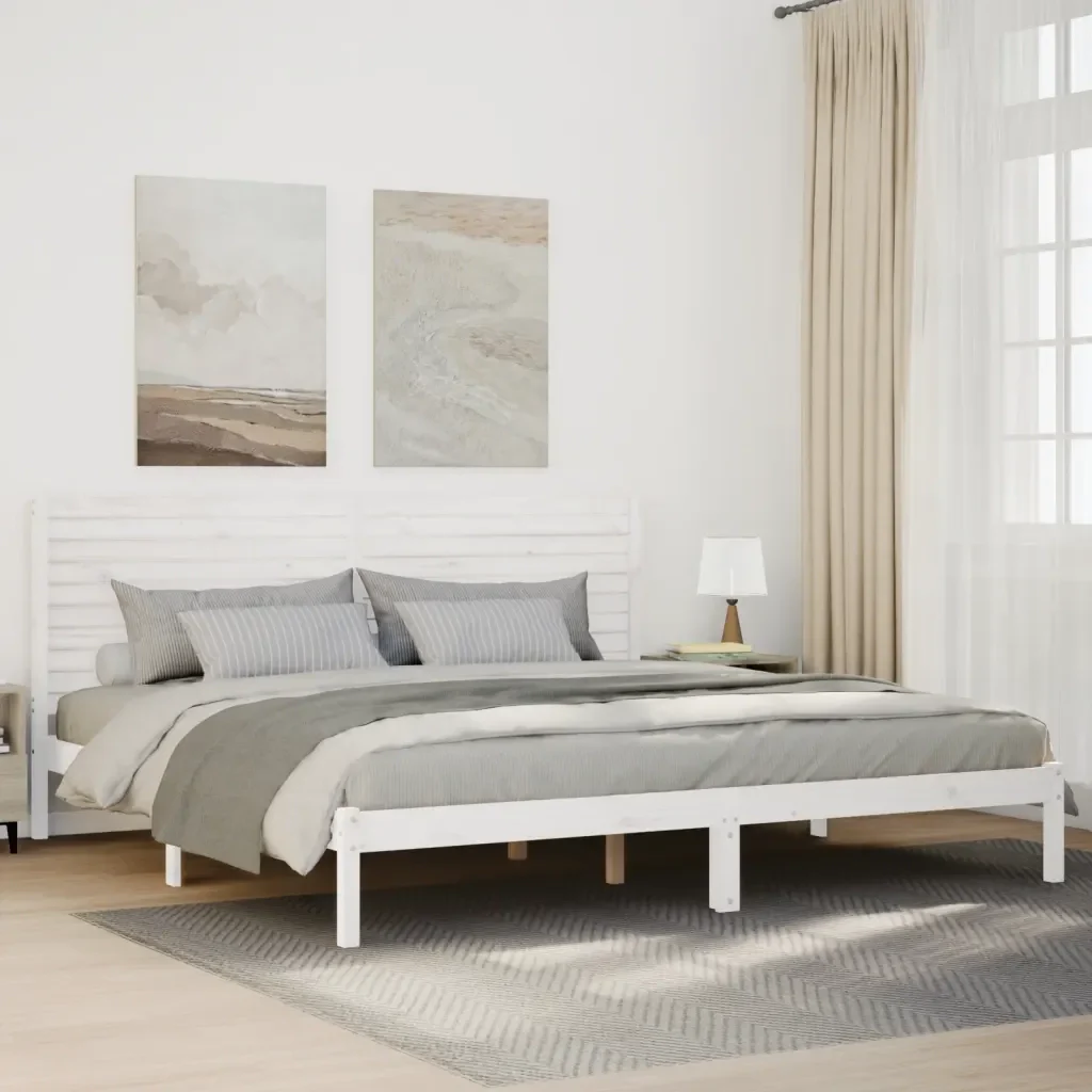 Letto matrimoniale | Letto per adulti | Giroletto Extra Lungo senza Materasso Bianco 180x210cm Massello - Image 2
