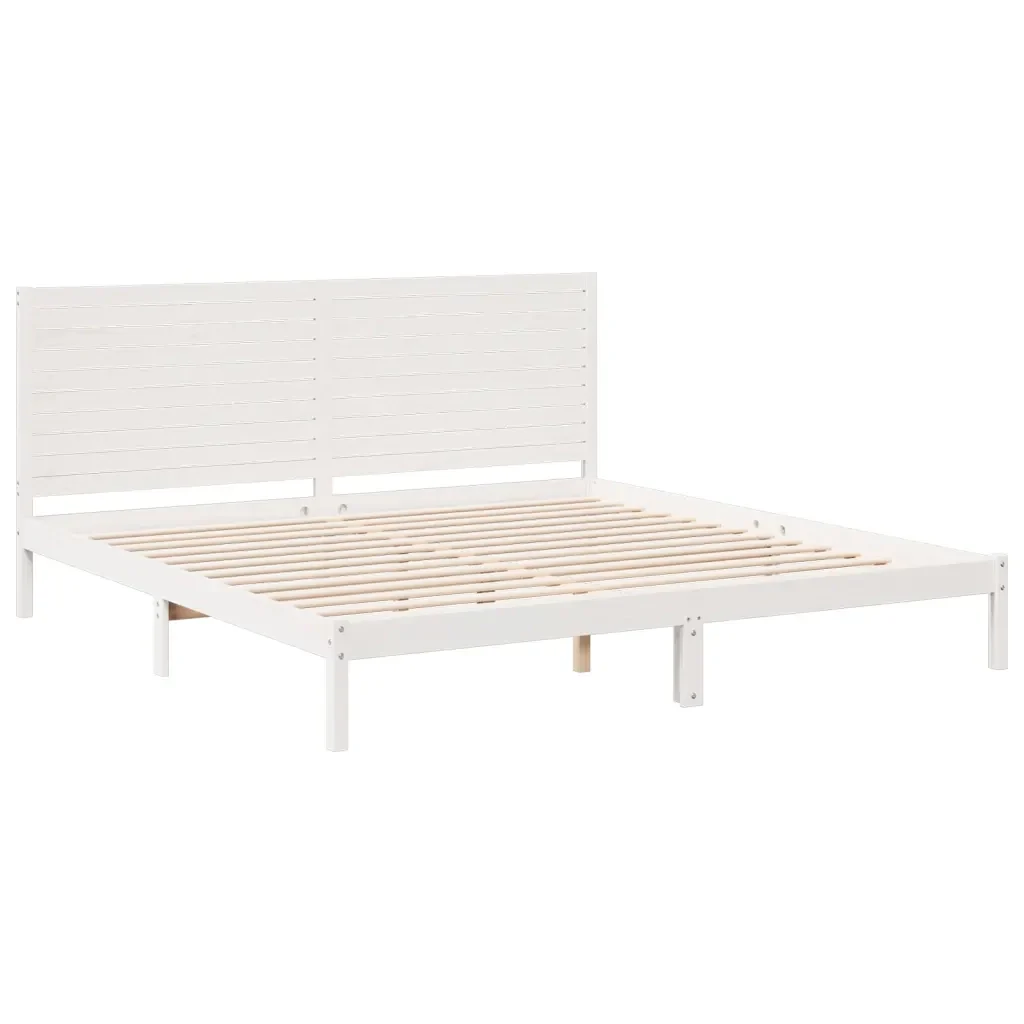 Letto matrimoniale | Letto per adulti | Giroletto Extra Lungo senza Materasso Bianco 180x210cm Massello - Image 3