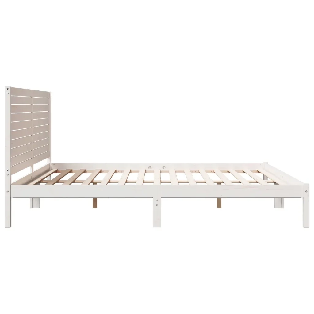 Letto matrimoniale | Letto per adulti | Giroletto Extra Lungo senza Materasso Bianco 180x210cm Massello - Image 5
