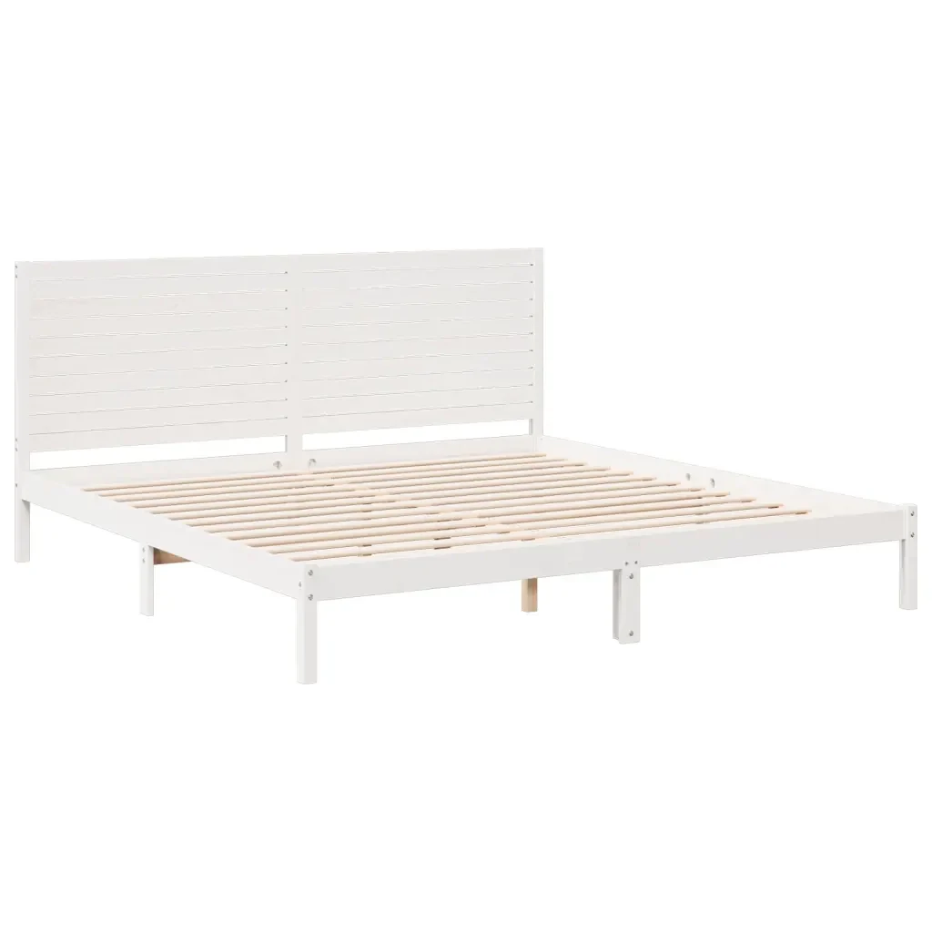 Letto matrimoniale | Letto per adulti | Giroletto Extra Lungo senza Materasso Bianco 180x220cm Massello - Image 4