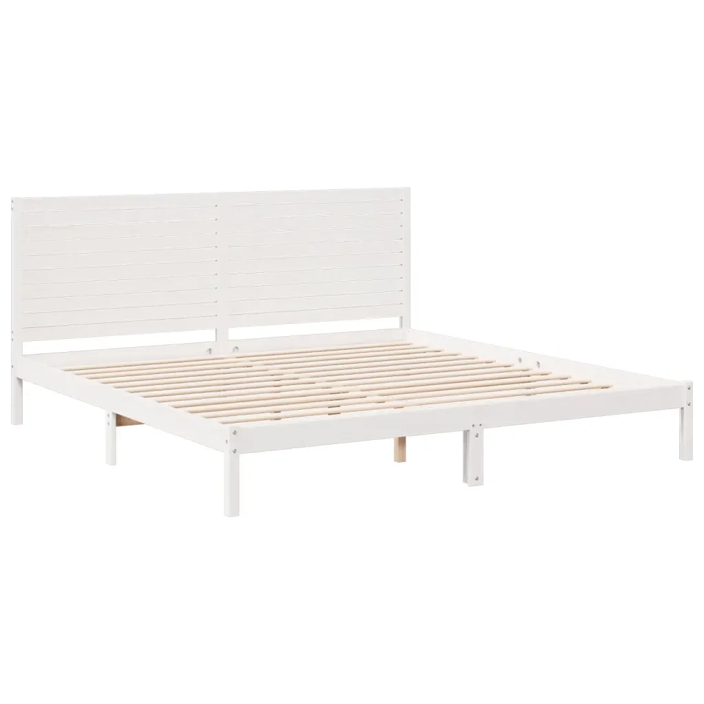 Letto matrimoniale | Letto per adulti | Giroletto Extra Lungo senza Materasso Bianco 200x210cm Massello - Image 3