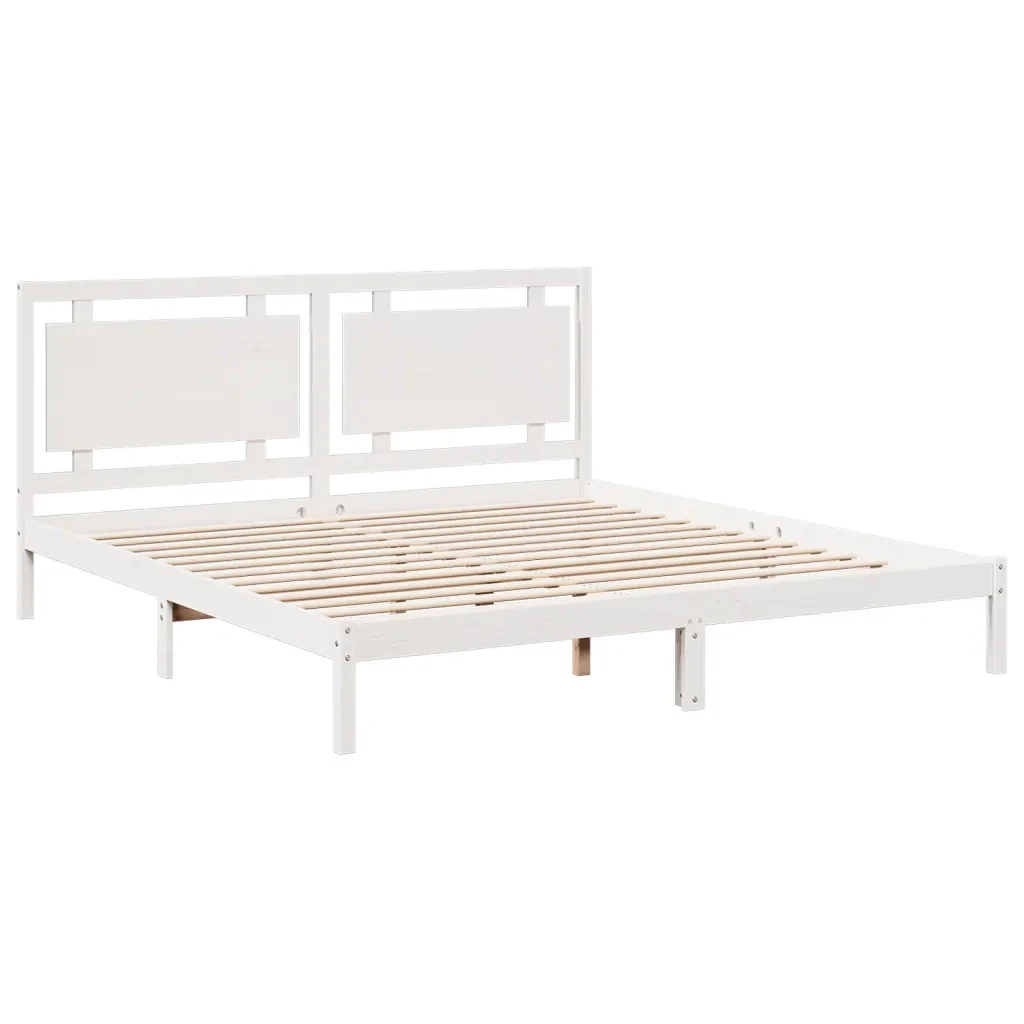 Letto matrimoniale | Letto per adulti | Giroletto Extra Lungo senza Materasso Bianco 200x210cm Massello - Image 3