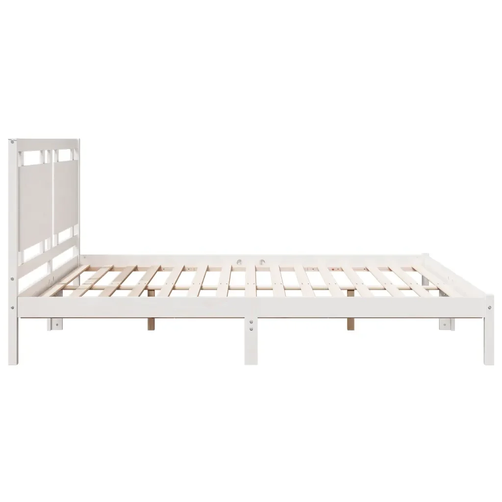 Letto matrimoniale | Letto per adulti | Giroletto Extra Lungo senza Materasso Bianco 200x210cm Massello - Image 5