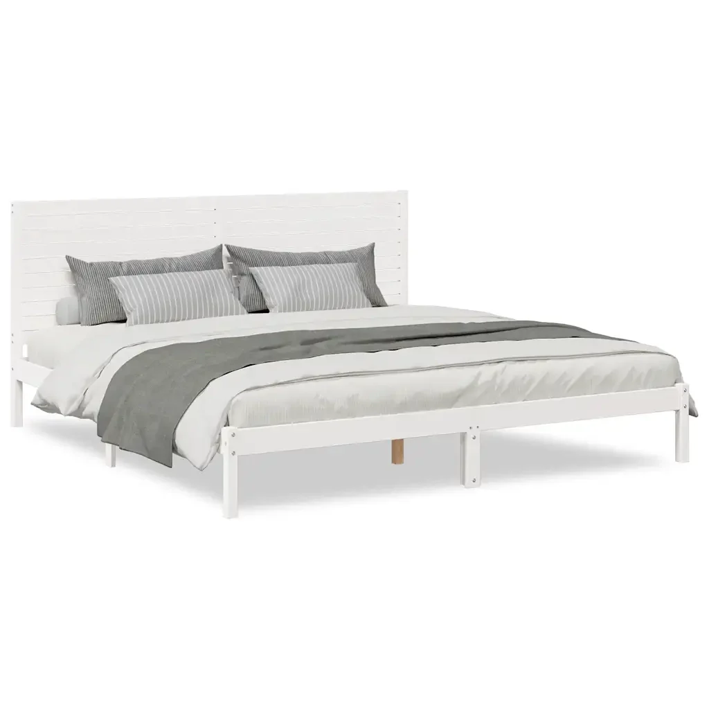 Letto matrimoniale | Letto per adulti | Giroletto Extra Lungo senza Materasso Bianco 200x220cm Massello