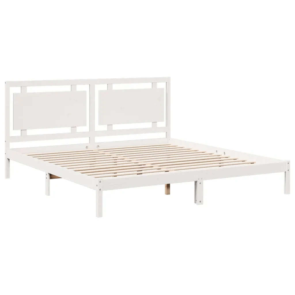 Letto matrimoniale | Letto per adulti | Giroletto Extra Lungo senza Materasso Bianco 200x220cm Massello - Image 4