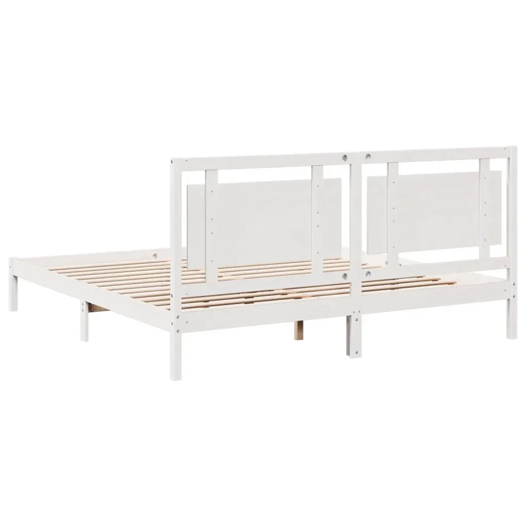Letto matrimoniale | Letto per adulti | Giroletto Extra Lungo senza Materasso Bianco 200x220cm Massello - Image 6