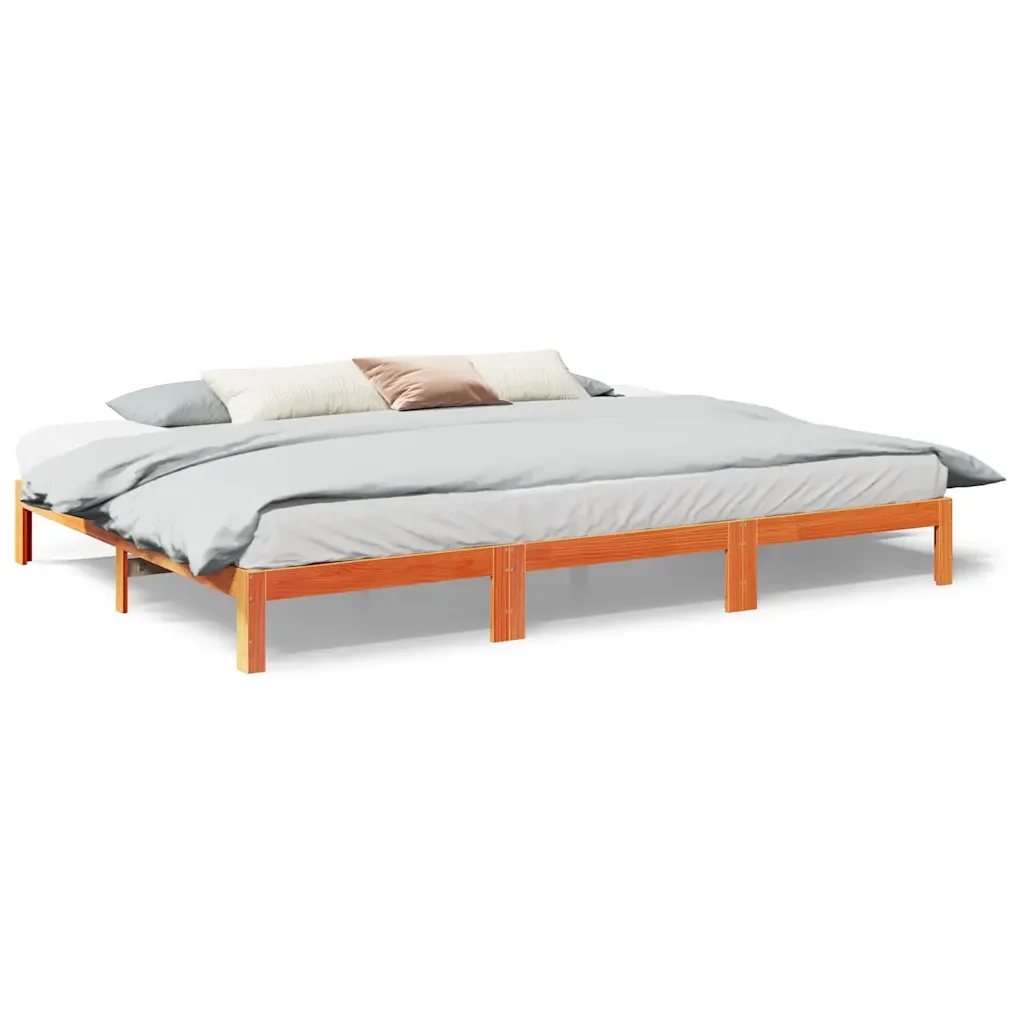 Letto matrimoniale | Letto per adulti | Giroletto Familiare senza Materasso Marrone Cera 240x200 cm