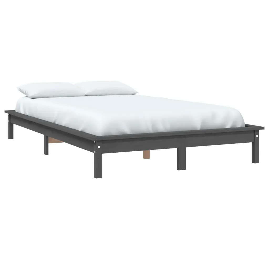 Letto matrimoniale | Letto per adulti | Giroletto Grigio 120x200 cm in Legno Massello di Pino - Image 3