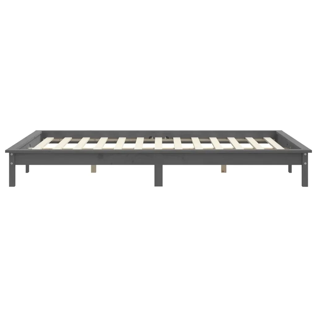 Letto matrimoniale | Letto per adulti | Giroletto Grigio 120x200 cm in Legno Massello di Pino - Image 6
