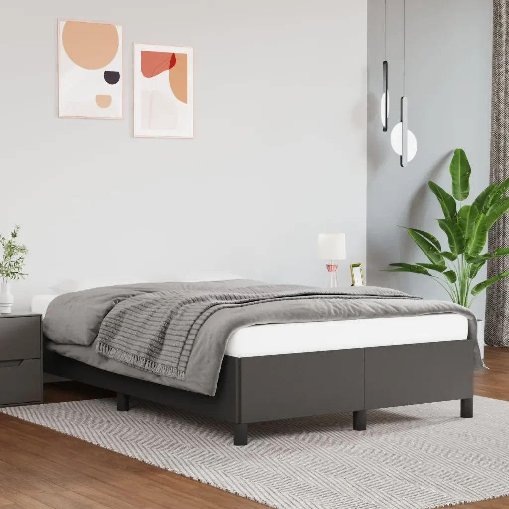 Letto matrimoniale | Letto per adulti | Giroletto Grigio 120x200 cm in Similpelle - Image 2
