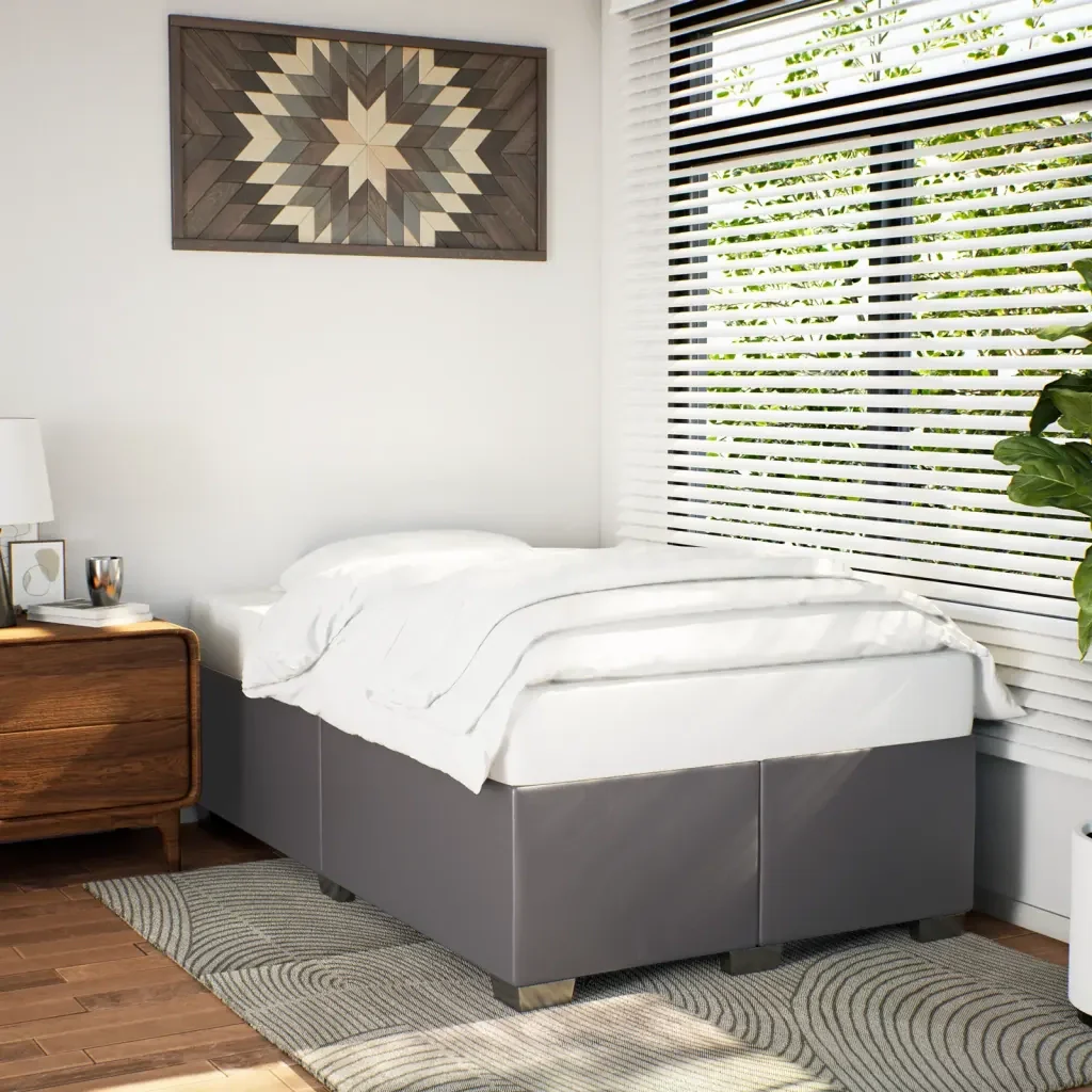 Letto matrimoniale | Letto per adulti | Giroletto Grigio 120x200 cm in Similpelle - Image 2