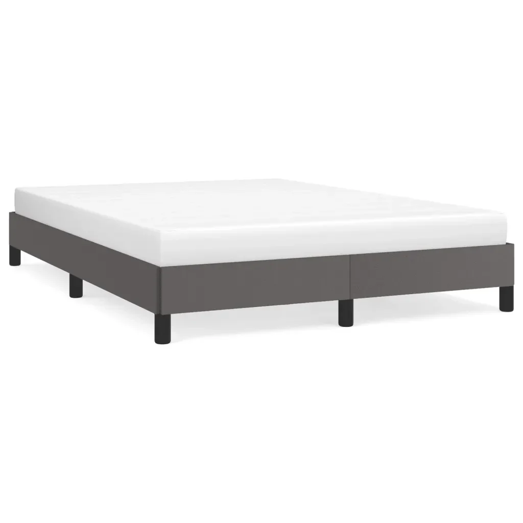 Letto matrimoniale | Letto per adulti | Giroletto Grigio 140x190 cm in Similpelle