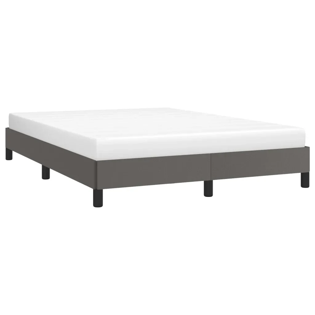 Letto matrimoniale | Letto per adulti | Giroletto Grigio 140x190 cm in Similpelle - Image 4